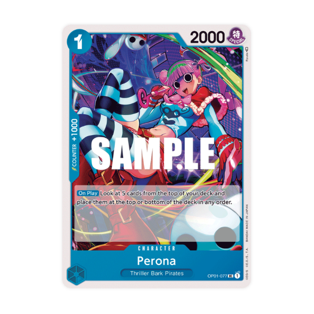 Alt Art One Piece Card Game  Perona OP01-077 UC Blue Character Card  (Japanese) One Piece Tcg English